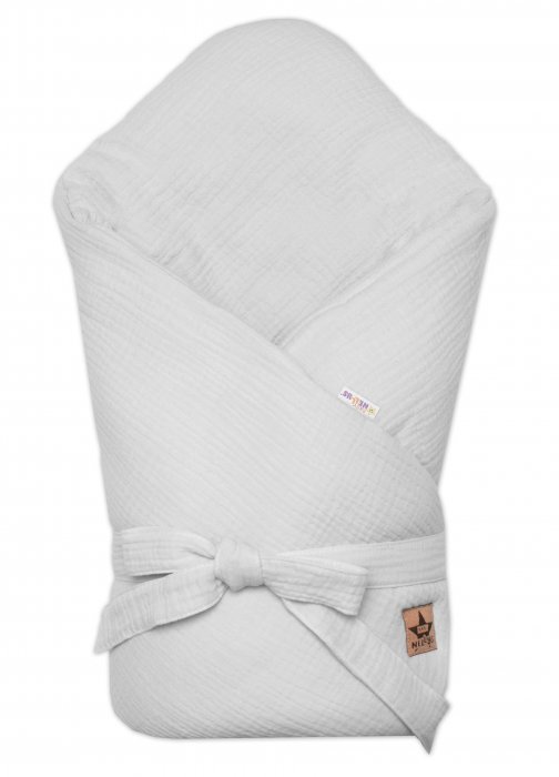 Baby Nellys Mušelínová zavinovačka na zaväzovanie 75 × 75 cm svetlo sivá