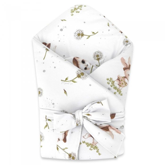 Miminu Zavinovačka na zavazování, LUX SOFT, bavlna, Kocourek a pampeliška, bílá