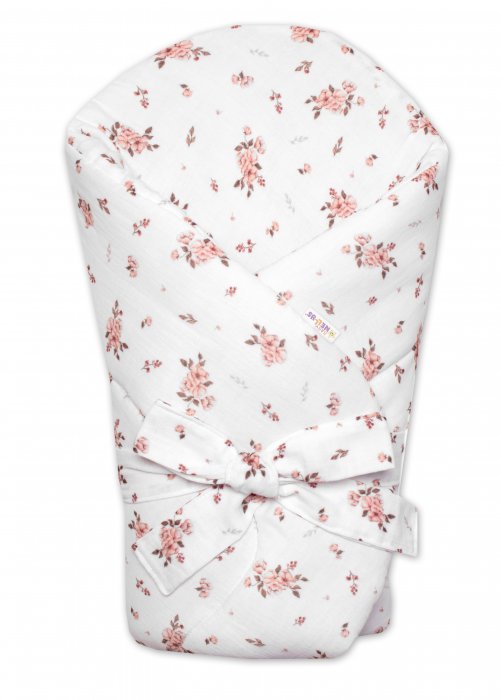 Baby Nellys Mušelínová zavinovačka s výstužou na zaväzovanie Little Flowers