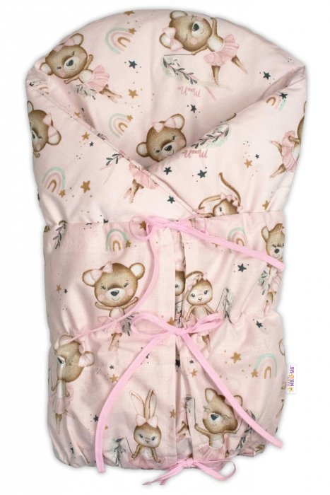 Baby Nellys Klasická retro zavinovačka LALLY šnurovacia s výplňou, Little Balerina, ružová