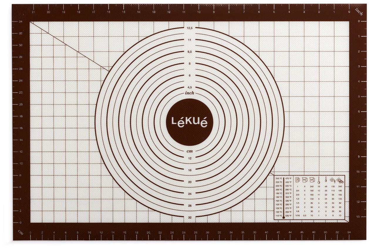 Lékué Non-stick pastry Silikónová podložka na vaľkanie cesta s ťahákom, 60 × 40 cm, hnedá