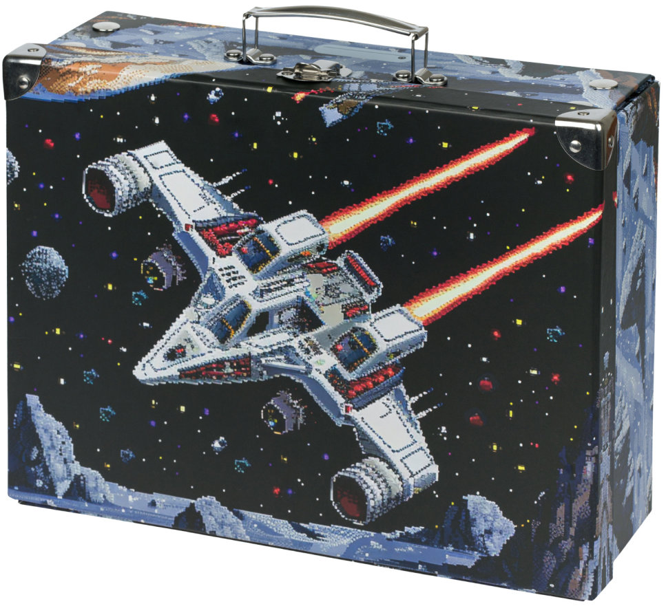 BAAGL Skladací školský kufrík Pixel Space s kovaním