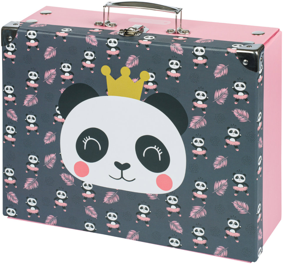 BAAGL Skladací školský kufrík Panda s kovaním