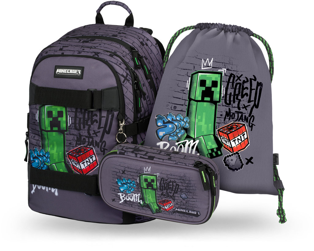 BAAGL SET 3 Skate Minecraft TNT: batoh, etue, vrecko