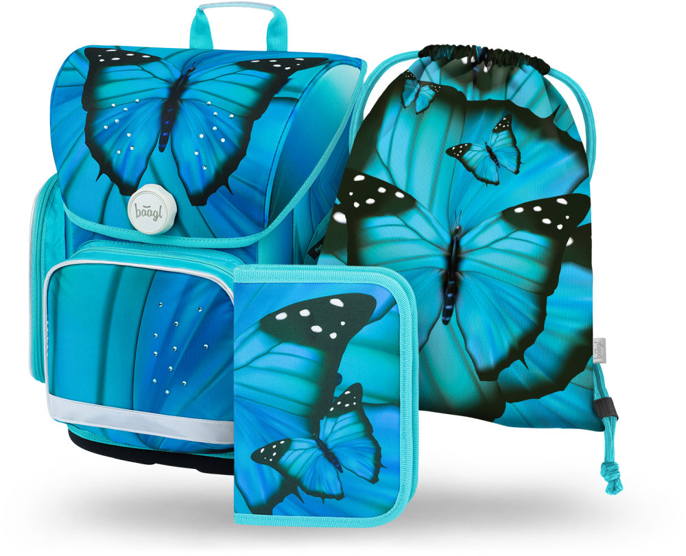 BAAGL 3 SADA Ergo Butterfly: aktovka, peračník, vrecko