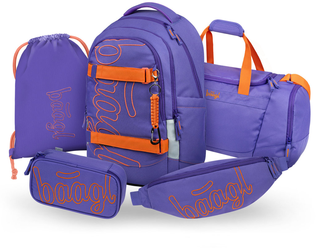 BAAGL SADA 5 Skate Max Orange: batoh, peračník, vrecko, športová taška, ľadvinka GRS