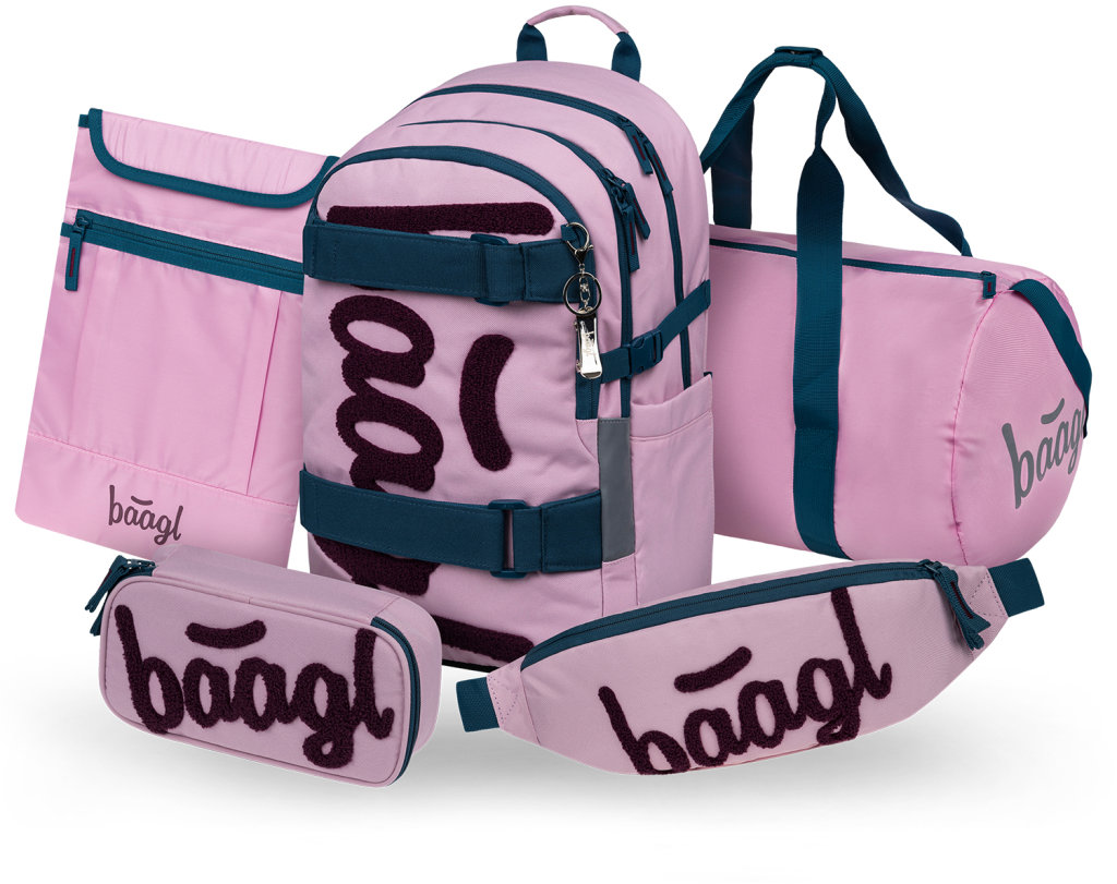 BAAGL SADA 5 Skate Rose: batoh, peračník, športová taška, ľadvinka, obal na notebook GRS