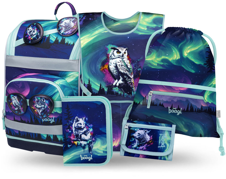 BAAGL SADA 5 Zippy Plus Aurora: aktovka, peračník, vrecko, zástera, peňaženka GRS