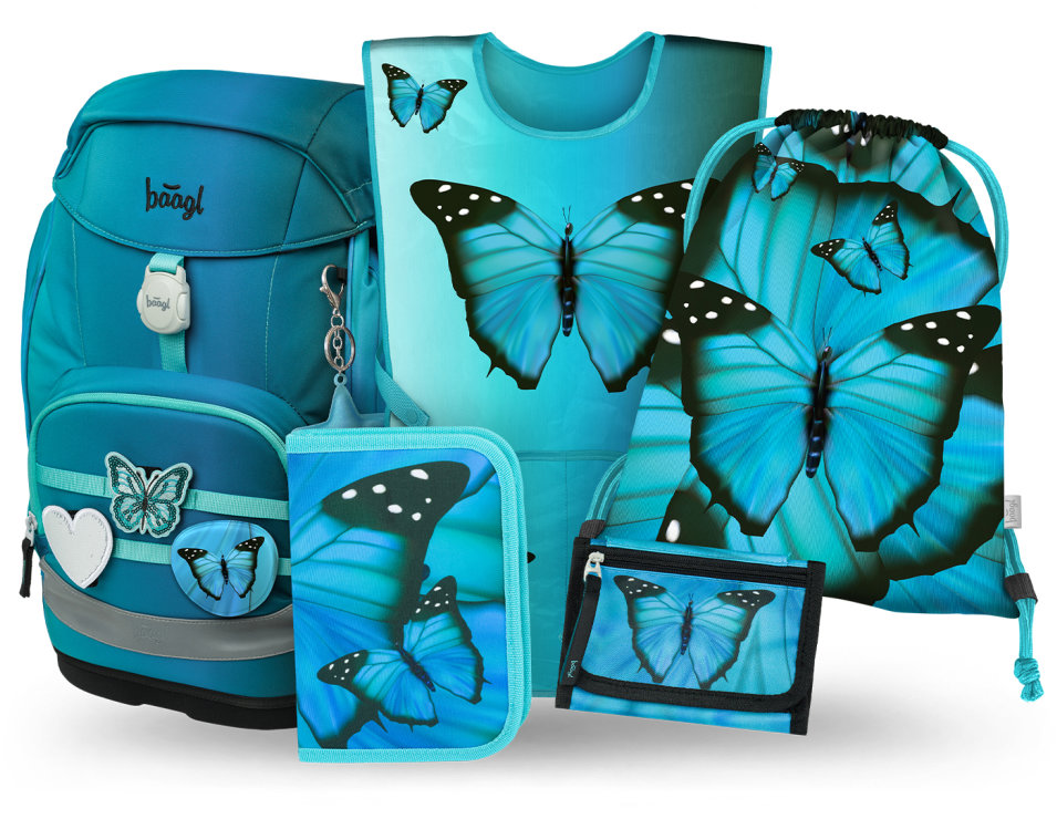 BAAGL SADA 5 Airy Plus Butterfly: batoh, peračník, vrecko, zástera, peňaženka