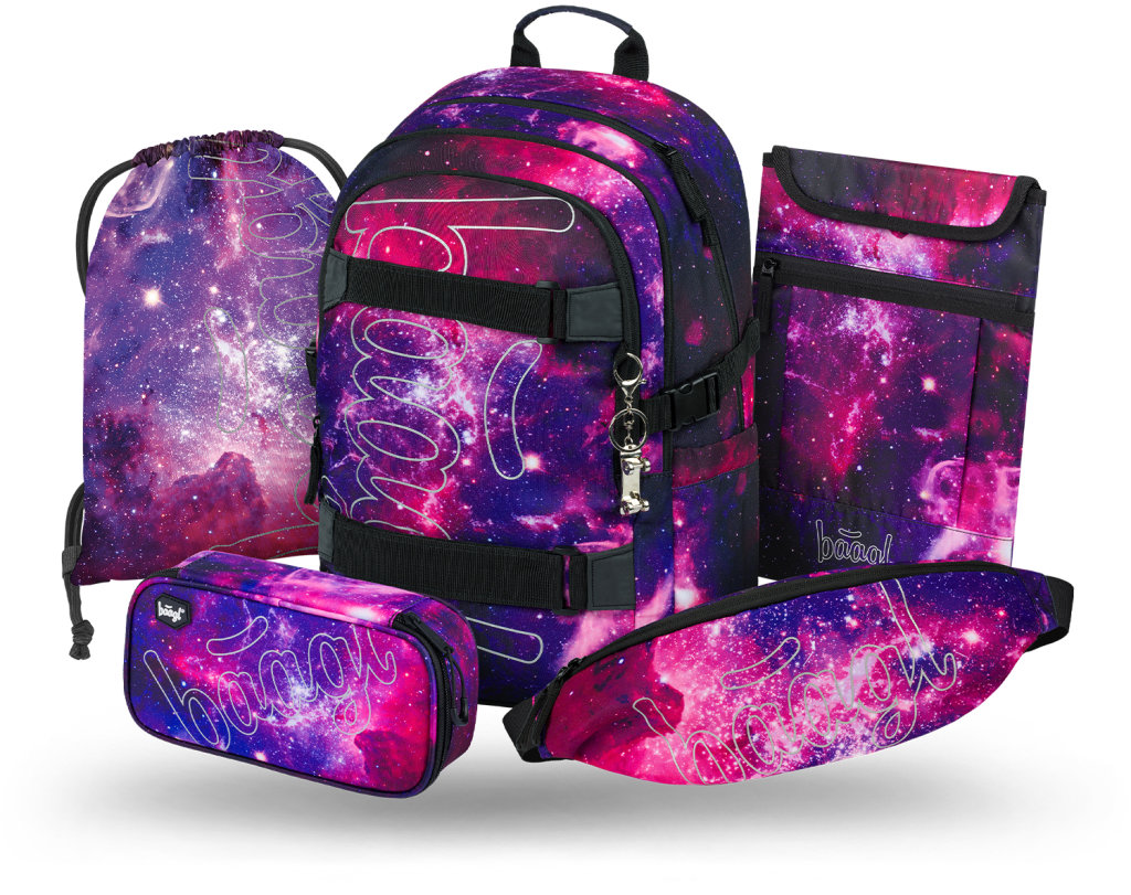 BAAGL SADA 5 Skate Galaxy: batoh, peračník, vrecko, ľadvinka, obal na notebook