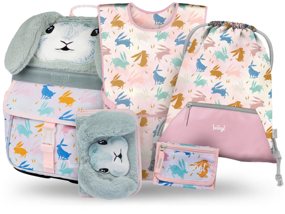 BAAGL SET 5 Zippy Bunny: aktovka, peračník, vrecko, zástera, peňaženka