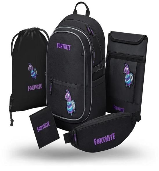 BAAGL SADA 5 Core Fortnite Llama: batoh, vrecko, ľadvinka, obal na notebook, peňaženka GRS