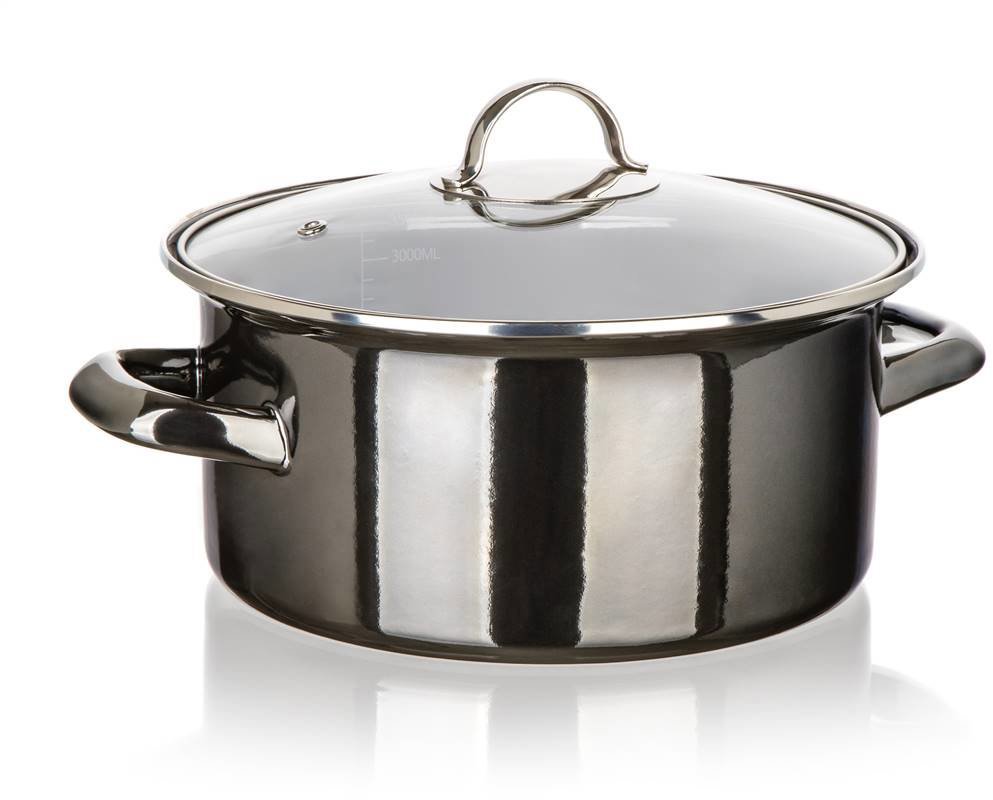 BANQUET METALLIC Black Hrniec smaltovaný 22 cm 3,7 l s pokrievkou