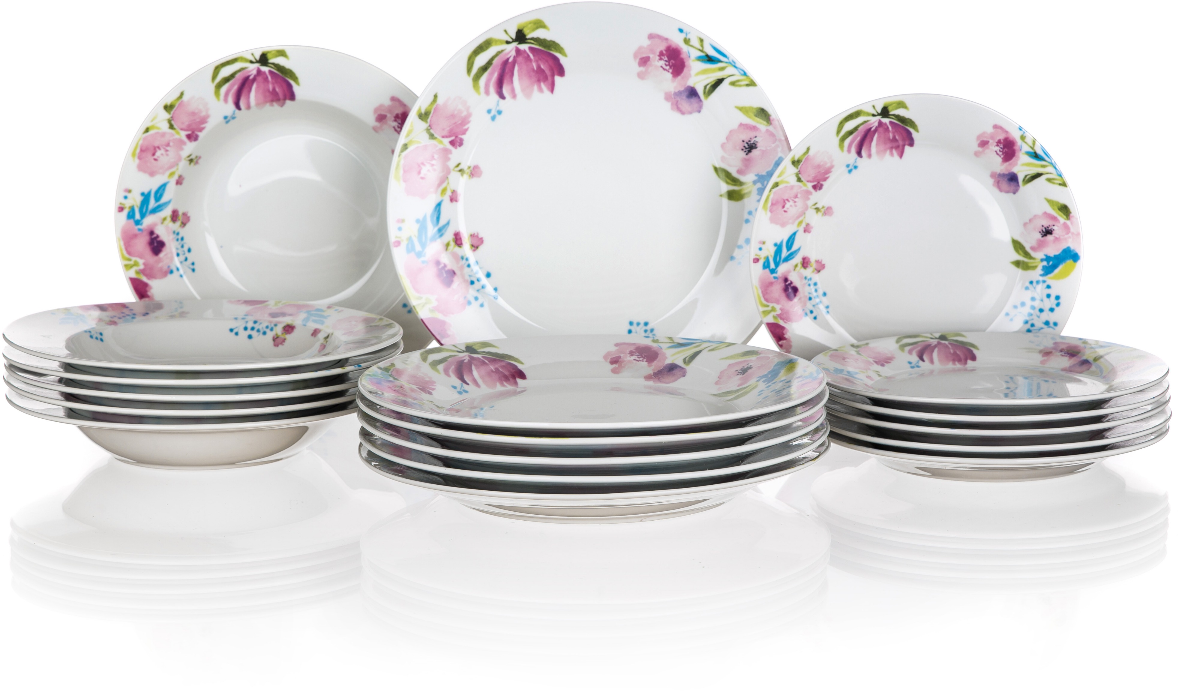 BANQUET Jedálenská súprava 18 ks PINK FLOWERS