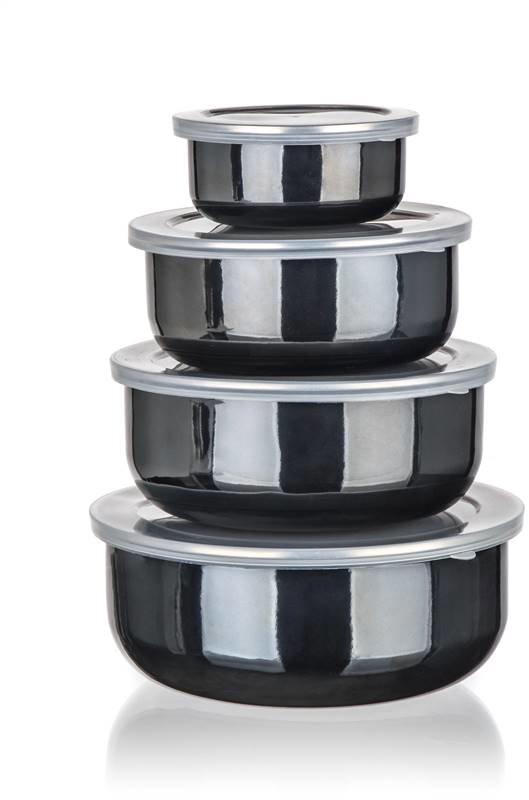 BANQUET METALLIC Súprava smaltovaných misiek Black 8 ks