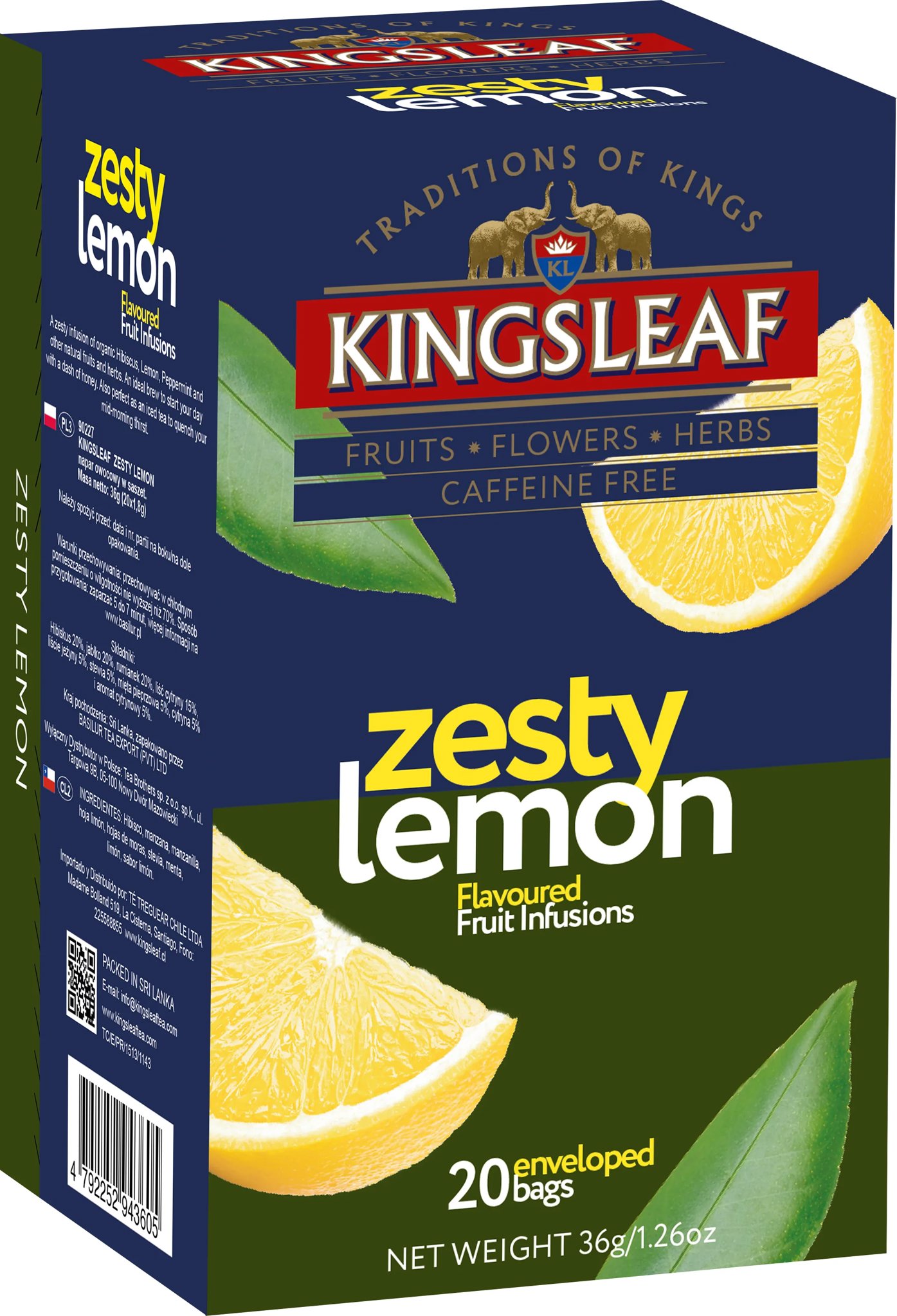 BASILUR KINGSLEAF Zesty Lemon prebal 20× 1,8 g