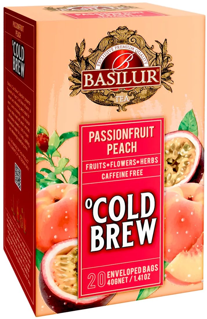 BASILUR Cold Brew Passionfruit Peach přebal 20 × 2 g