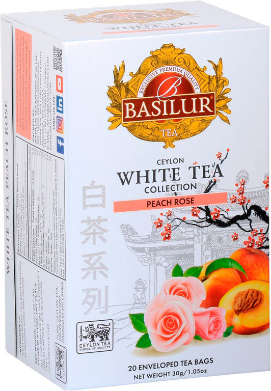 BASILUR White Tea Peach Rose prebal 20× 1,5 g