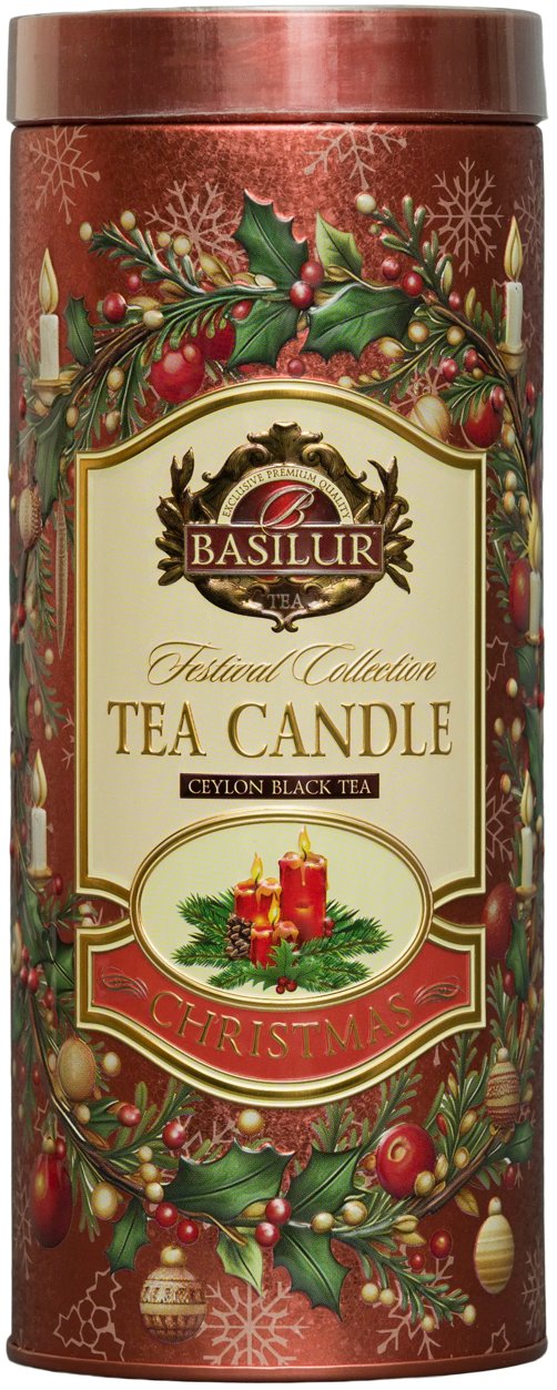 BASILUR Festival Candle Red Edition plech 75 g + čajová sviečka 11 g