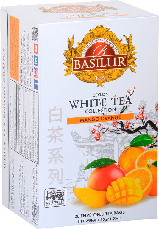 BASILUR White Tea Mango Orange prebal 20× 1,5 g