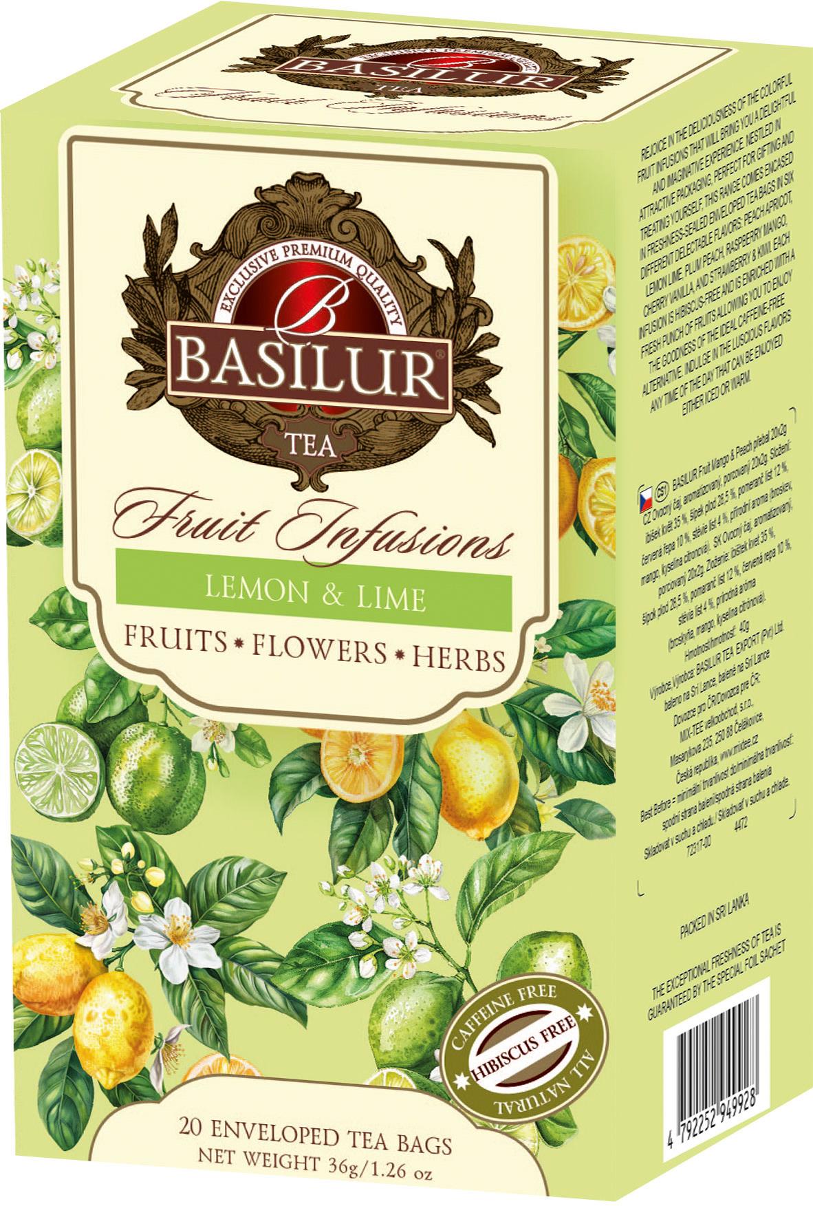 BASILUR Without Hibiscus Lemon & Lime 20× 1,8 g, prebal