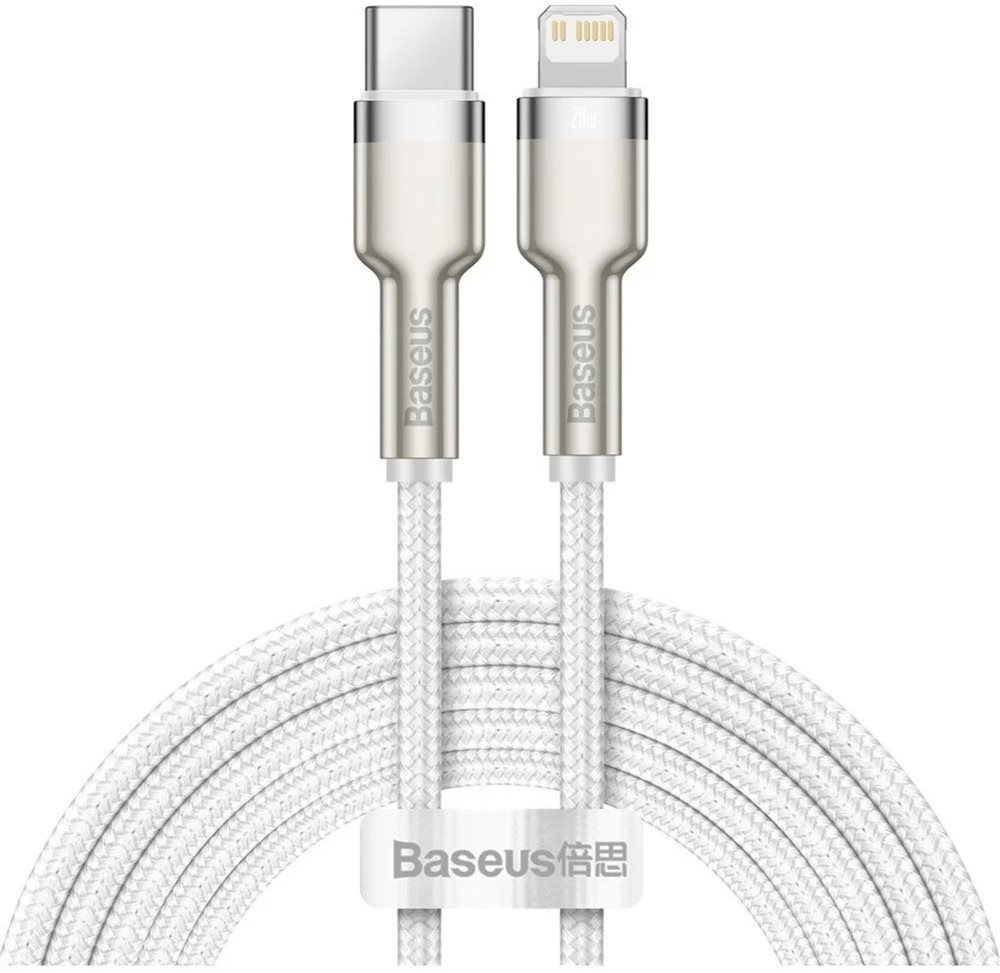 Basesu Cafule Series nabíjací/dátový kábel USB-C na Lightning PD 20 W 2 m, biela