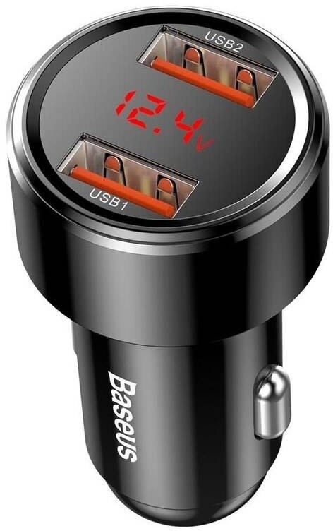Baseus Magic Series Dual QC digital display for intelligent quick charging and car charging of 45 W Black