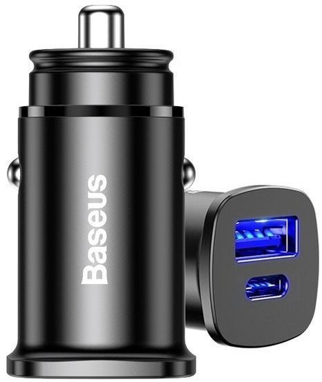 Baseus Square metal A+C 30 W PPS Car Charger (PD3.0?QC4.0+SCP?AFC) Black