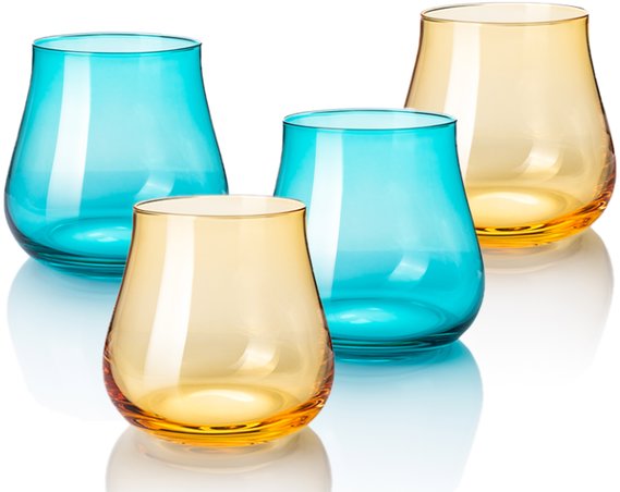 B.BOHEMIAN DION Sada pohárov 340 ml Mix Blue and Yellow 4 ks