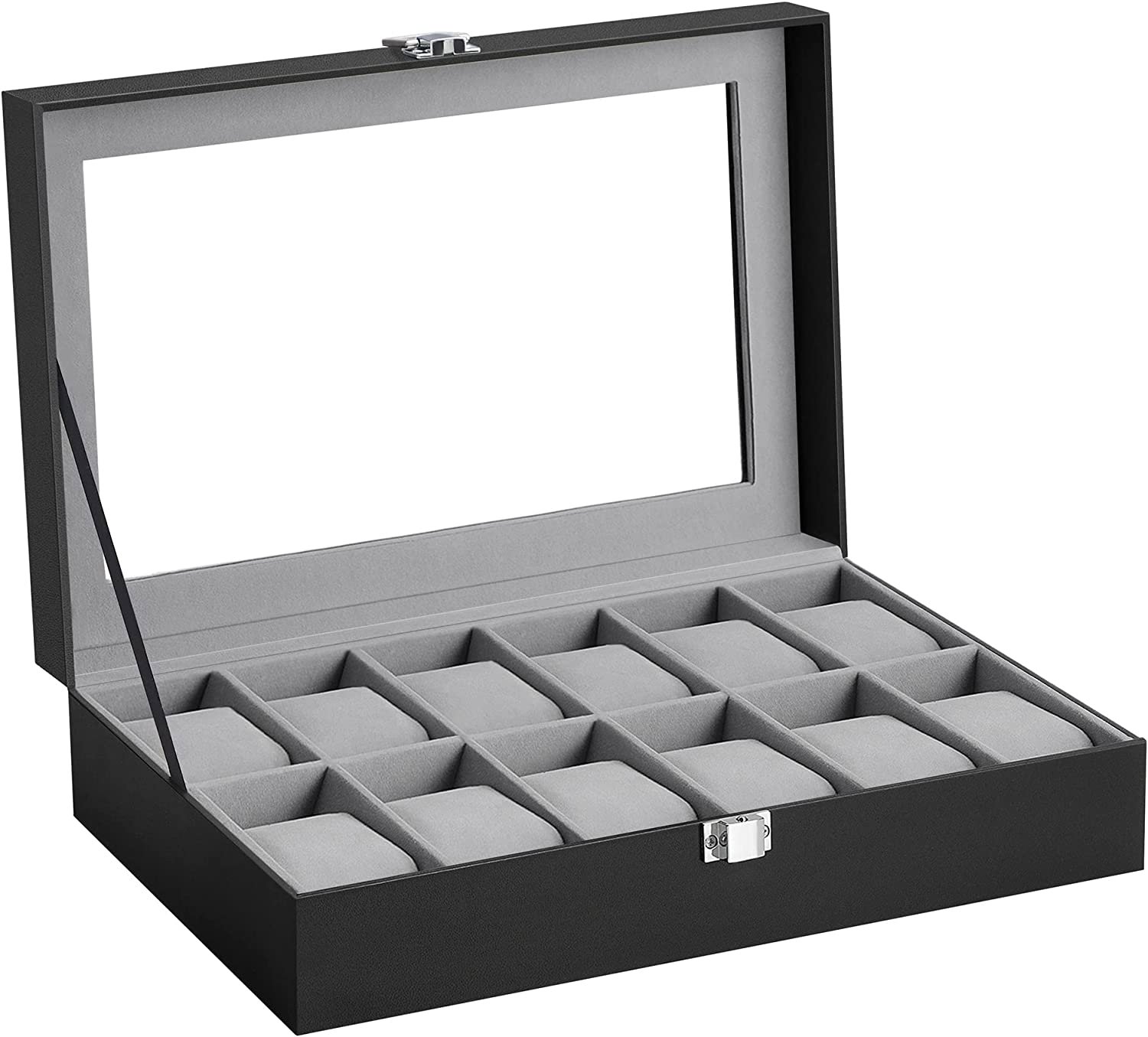 Songmics Velur Úložný box na hodinky sivý