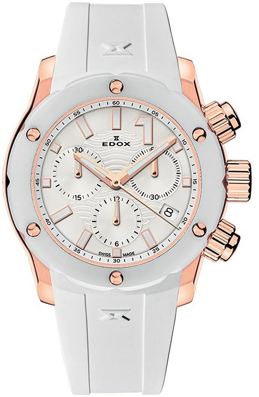 Edox 10225-37RB-BIR CO-1 Chronograph Ladies Watch Ceramic 38 mm 30 ATM