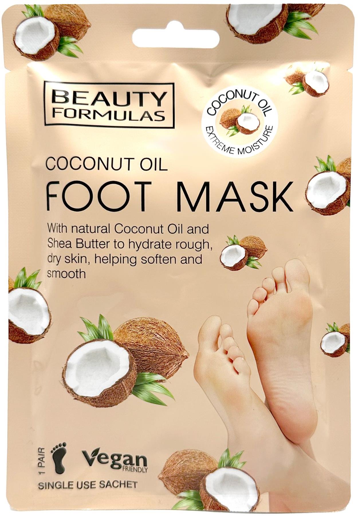 Beauty Formulas Maska na nohy s kokosovým olejom – 1 pár