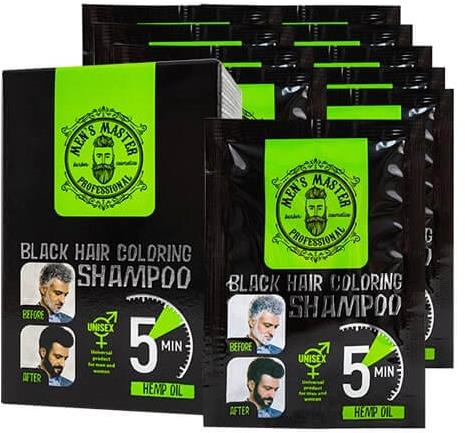 Mens Master Professional Farbiaci šampón, čierna farba na vlasy 10× 25 ml