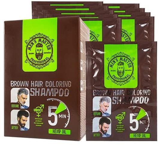 Mens Master Professional Farbiaci šampón, hnedá farba na vlasy 10× 25 ml