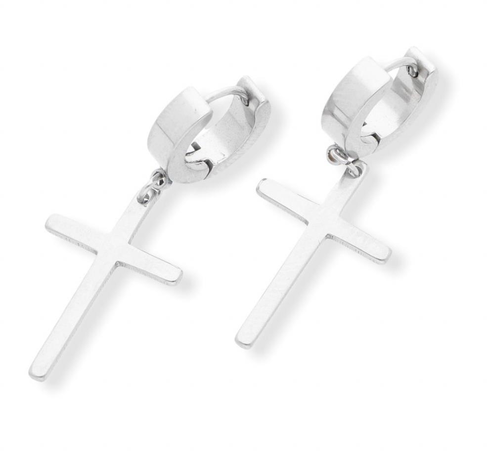 Ewena Náušnice z ocele s krížikom 25 × 15 mm KH564