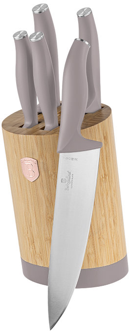 BerlingerHaus Taupe Collection Sada nožov s okrúhlym stojanom BAMBOO 6 ks