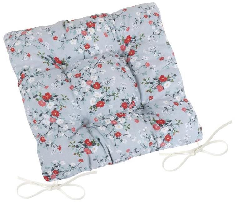BELLATEX Sedák DITA 41/402 – prešívaný, 40 × 40, kvety na sivom