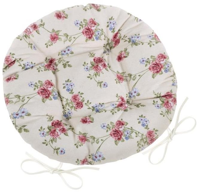 BELLATEX Sedák DITA 62/404 – okrúhly, prešívaný, priem. 40 cm, popínavá ružička