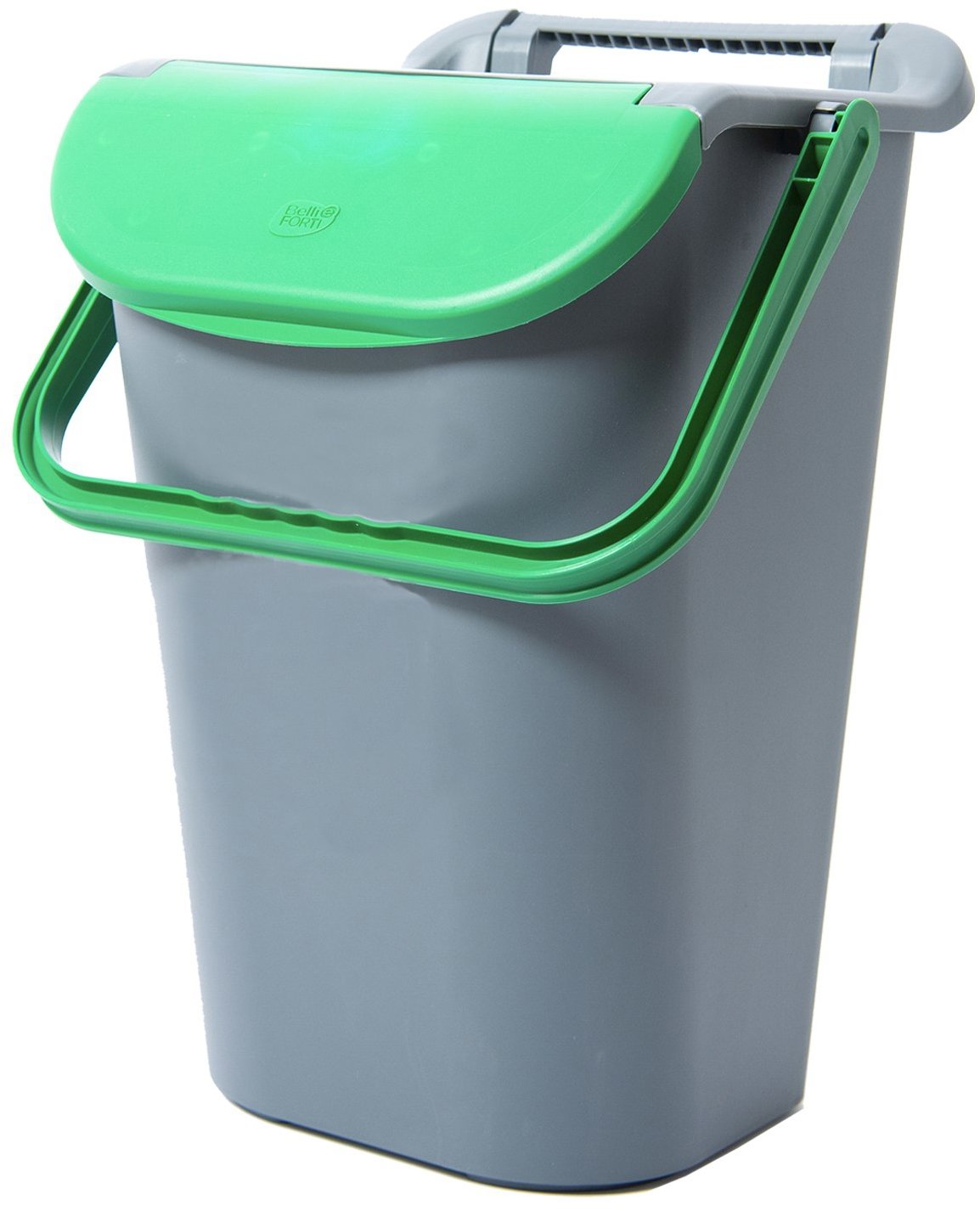 Belli E Forti Kôš na triedený odpad TOWER, stohovateľný, sivý, plast, zelené veko, 40 l