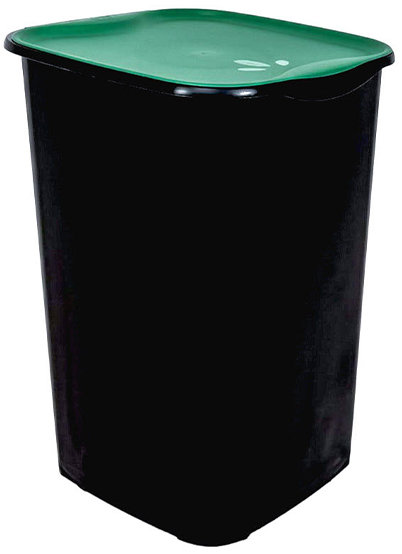 Belli E Forti Kôš na triedený odpad RECYCLING, čierny, plast, zelené veko, 50 l