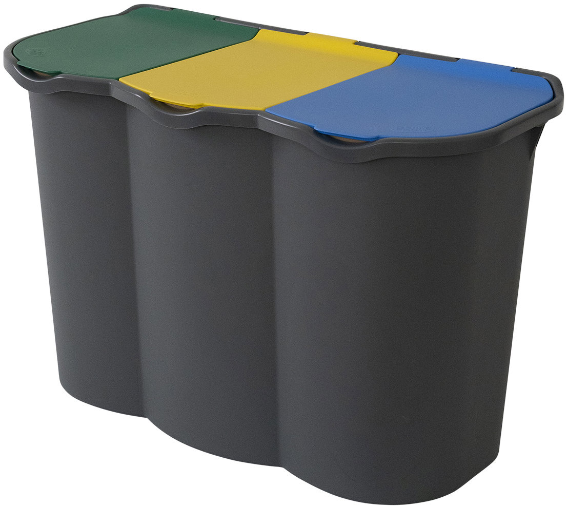 Belli E Forti Zostava na triedený odpad UNICA, čierna, plast, 80 l