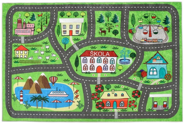 BELLATEX A 3040/202 Koberec fototlač 100 × 150 cm, autíčková dráha