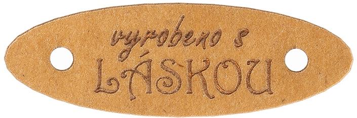 BELLATEX Nášivka „vyrobené s Láskou“ papierová 40 × 13 mm 359760 – súprava 6 ks