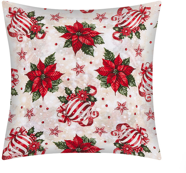 BELLATEX Vianoce vankúšik 45 × 45 cm, 55/131 vianočná hviezda a ozdoby