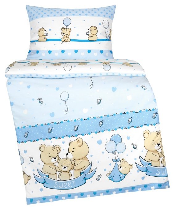 BELLATEX Obliečky detské AGÁTA 90/076 medvedia rodinka modré 90 × 135,45 × 60