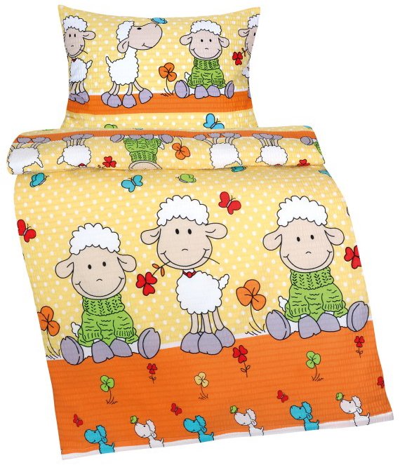 BELLATEX Obliečky detské AGÁTA KREP 80/029 ovečka oranžové 90 × 135,45 × 60