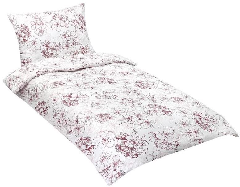 Bellatex obliečky bavlna 90/184 140 × 200, 70 × 90 vínový kvet