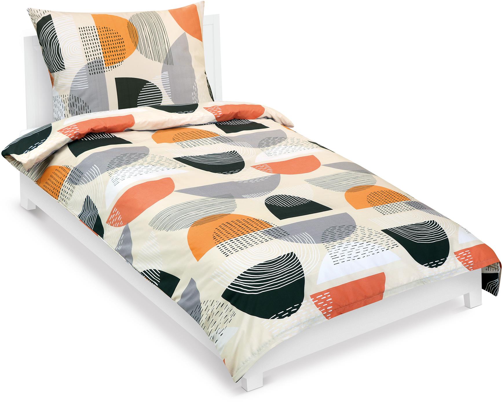 BELLATEX Obliečky bavlna 90/203 oranžový polkruh, 140 × 200 cm, 70 × 90 cm