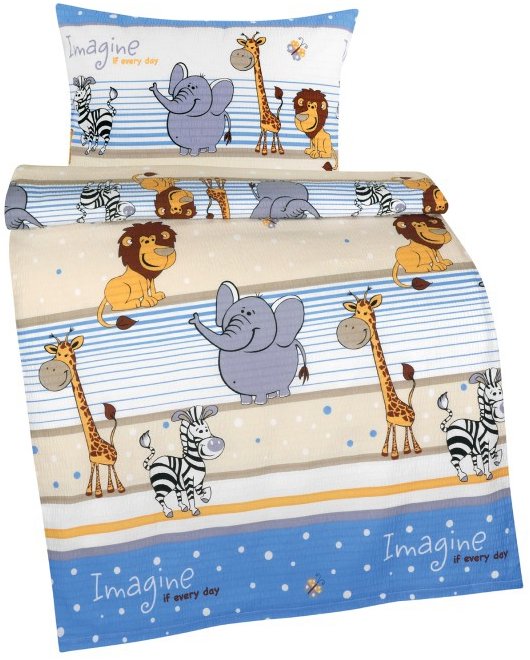 BELLATEX Obliečky detské AGÁTA KREP 80/036 safari modré 90 × 135, 45 × 60