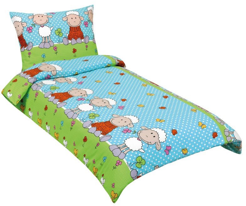 BELLATEX Obliečky Junior KREP 80/050 ovečka modrá 140 × 200, 70 × 90